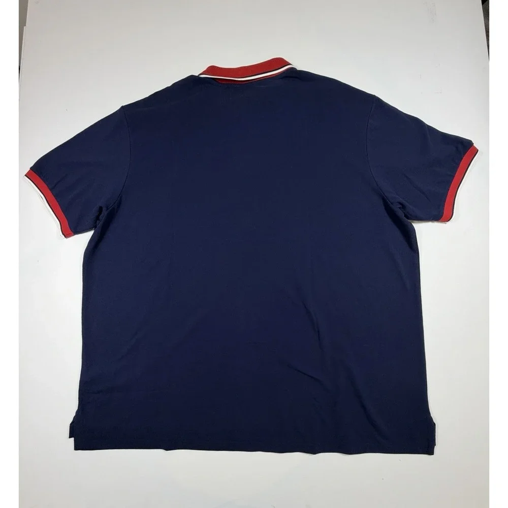 Polo Ralph Lauren Men's 4XB Tipped White Pony Navy Red Multi Polo Shirt NWT $125